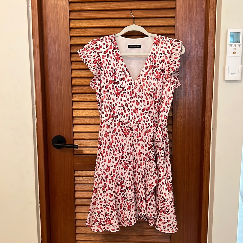 Banana Republic Leopard Print Faux wrap mini dress